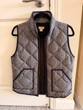 J. Crew Quilted Herringbone Vest in Navy and White